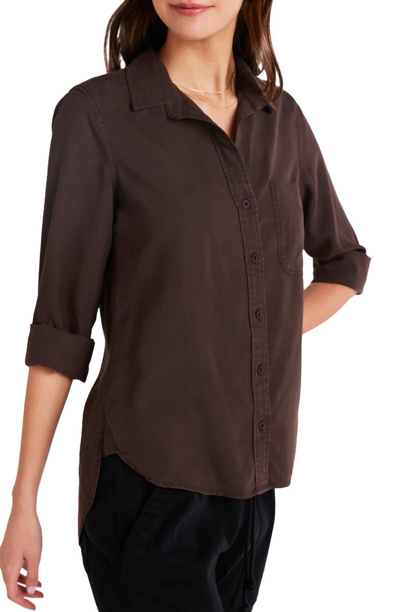 Bella Dahl Shirttail Button-Up Shirt, Alternate, color, Chestnut Brown