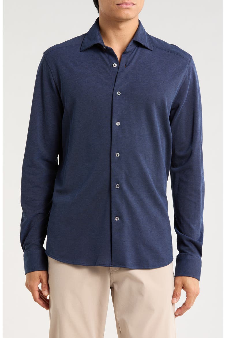 Bernard Long Sleeve Knit Shirt, Main, color, NAVY
