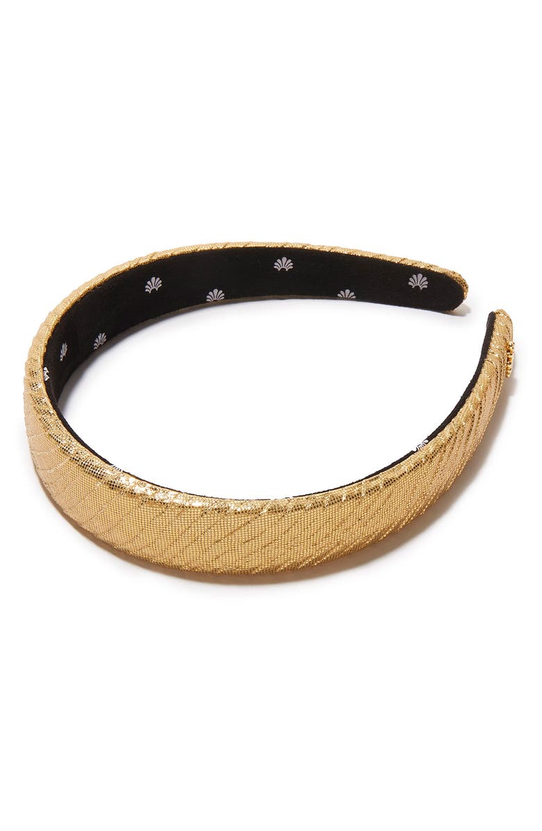 Lele Sadoughi Crinkled Metallic Headband, Main, color, Gold