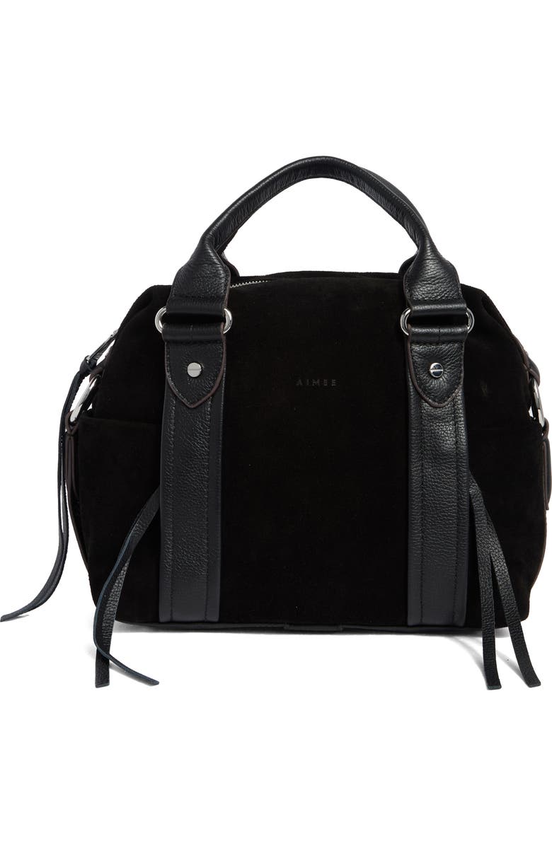AIMEE Sierra Satchel Bag, Main, color, Black Suede
