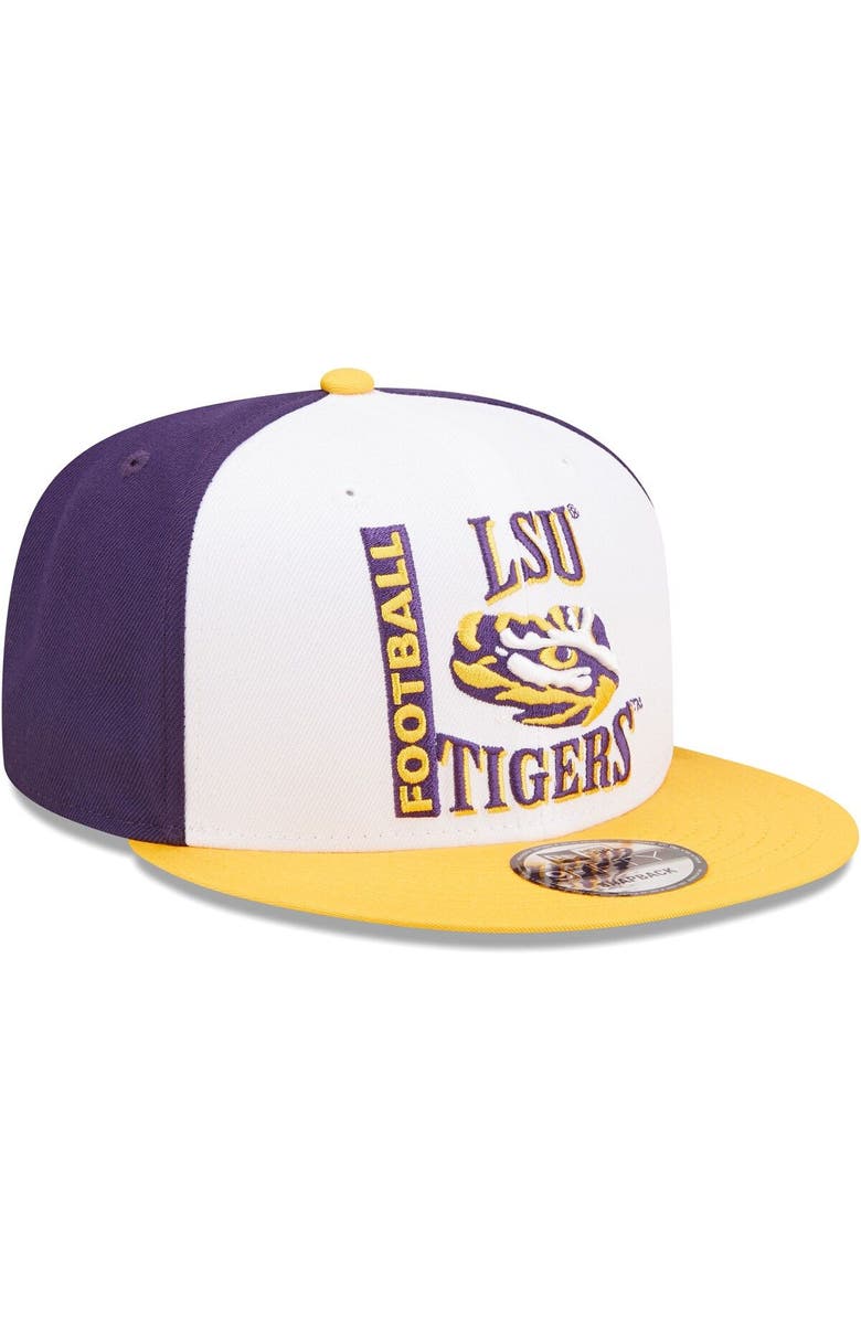 New Era Men's New Era White/Purple LSU Tigers Retro Sport 9FIFTY Snapback Hat, Alternate, color, 