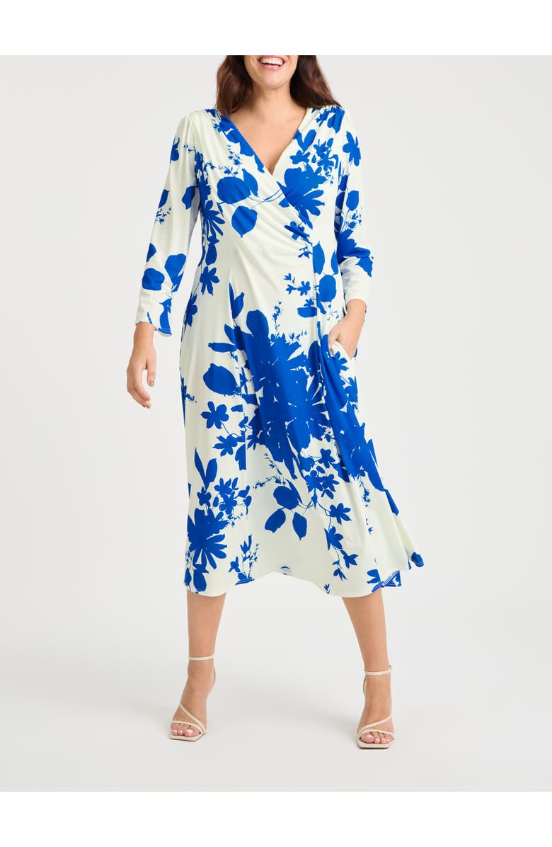 Scarlett & Jo Katie Wrap Midi Dress, Alternate, color, Ivory Blue