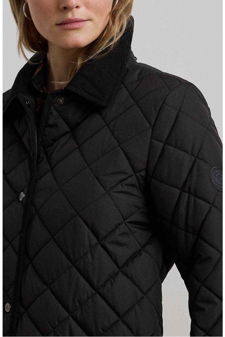 Diamond Quilted Hooded Coat, Alternate, color, BLACK