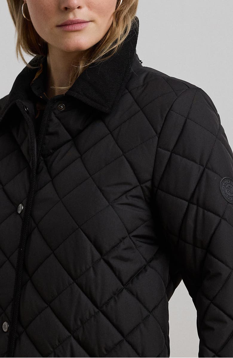 Lauren Ralph Lauren Diamond Quilted Hooded Coat, Alternate, color, Black