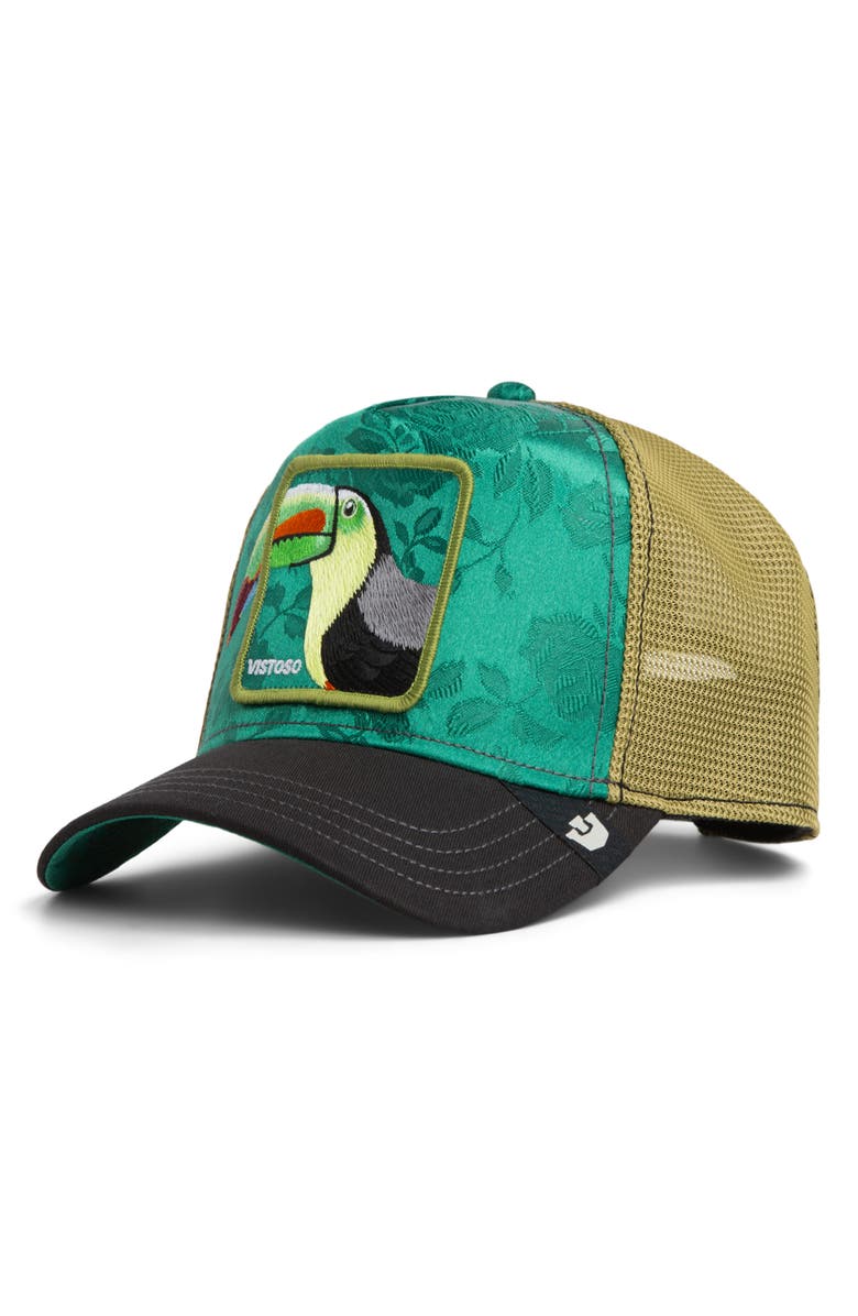 Goorin Bros. Belize Toucan Patch Snapback Trucker Hat, Main, color, Void