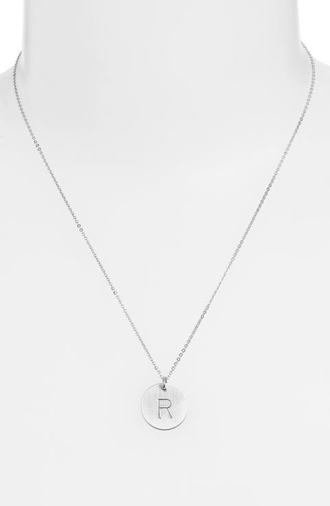 Sterling Silver Initial Disc Necklace