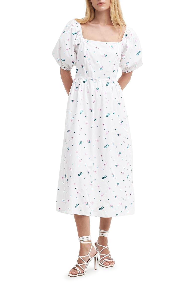 Fairacre Embroidered Floral Cutout Cotton Poplin Midi Dress, Main, color, MULTI