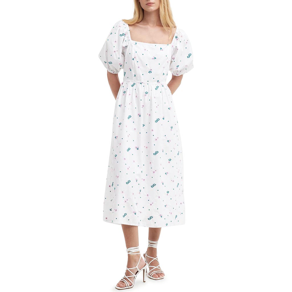 BARBOUR BARBOUR FAIRACRE EMBROIDERED FLORAL CUTOUT COTTON POPLIN MIDI DRESS