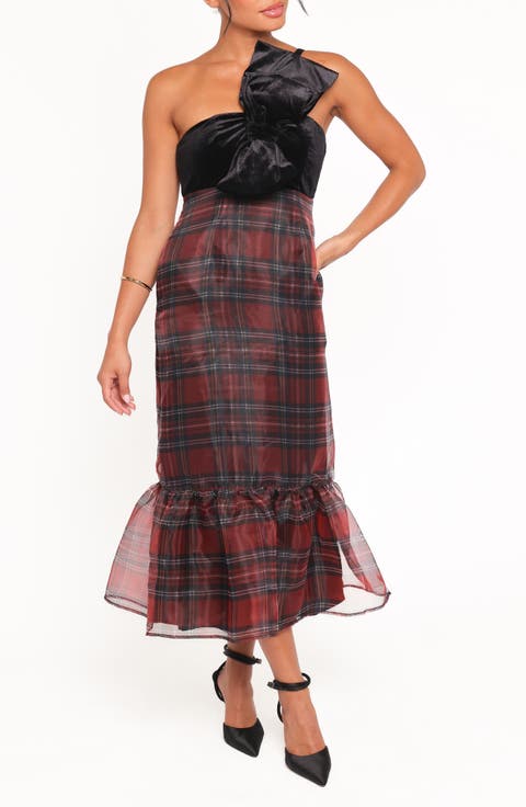 Amelie Bow Velvet & Organza Maxi Dress