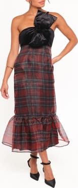 Petal & Pup Amelie Bow Velvet & Organza Maxi Dress