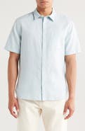 Vince Classic Fit Short Sleeve Linen Blend Button-Up Shirt