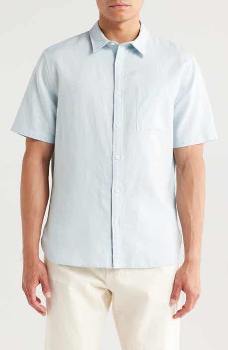 Vince Classic Fit Short Sleeve Linen Blend Button-Up Shirt