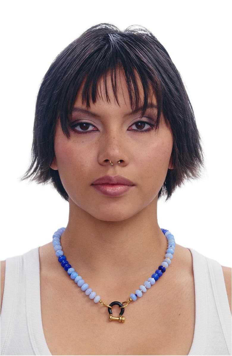 SHOP SPICY DAN Lucky Gender Inclusive Blue Opal Necklace, Alternate, color, Blue