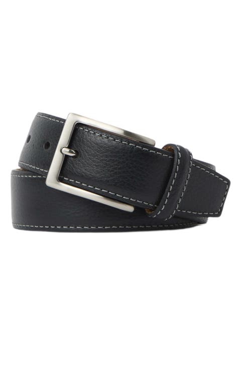 Solid Pebbled Leather w/ Contrast Stitch