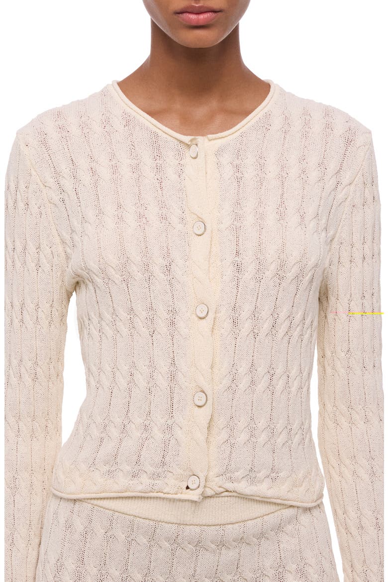 Cable Stitch Crop Cardigan, Alternate, color, IVORY