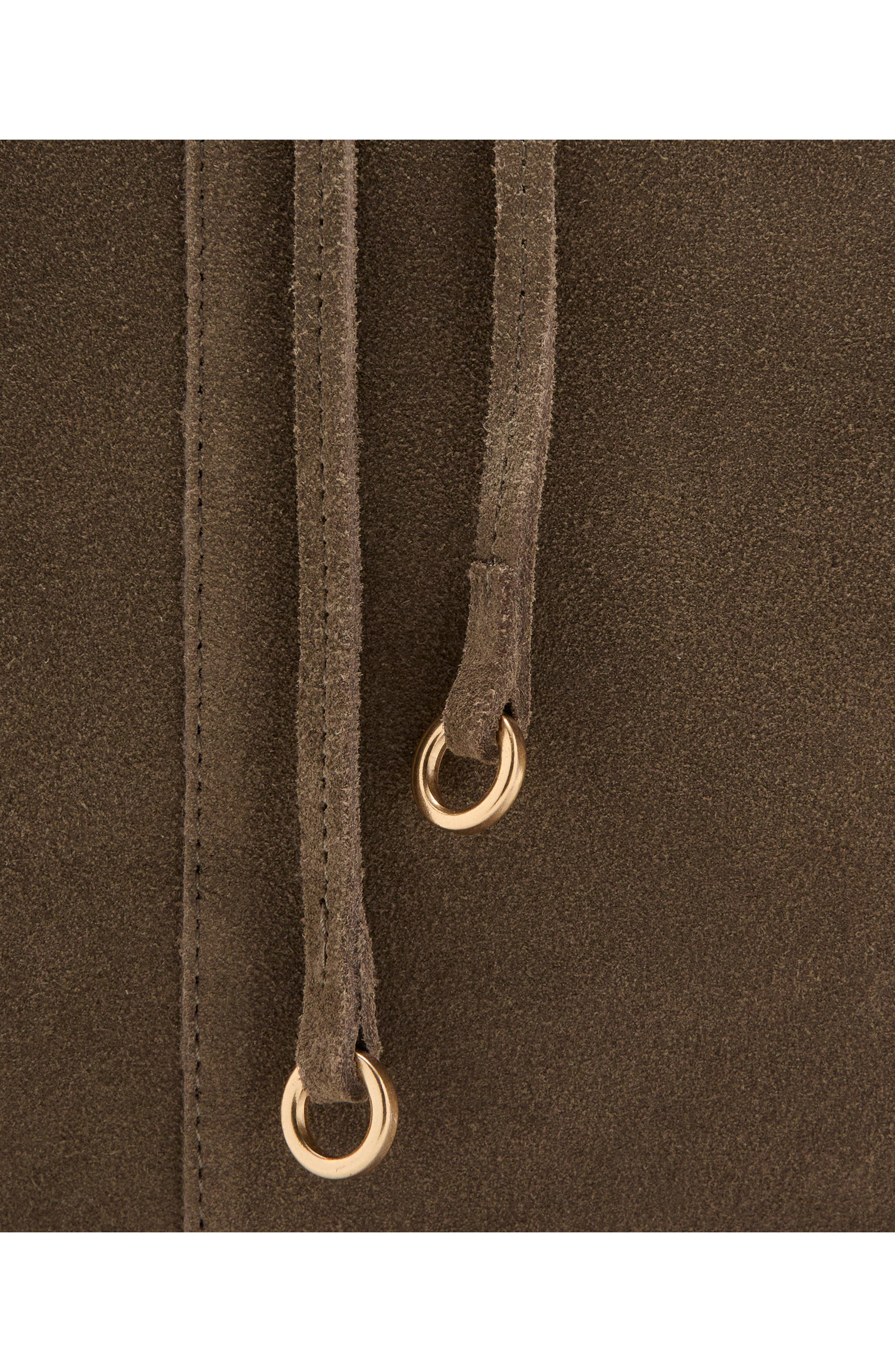 Suede Shopper Bag, Alternate, color, KHAKI GREEN