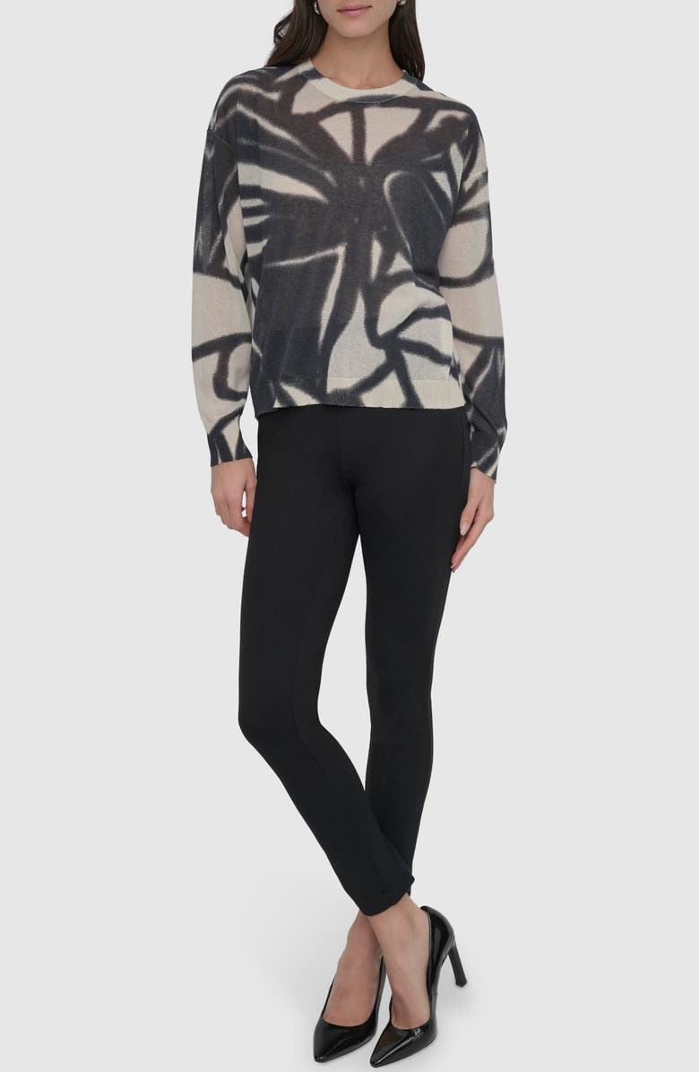 DKNY Abstract Floral Cotton Blend Sweater, Alternate, color, 