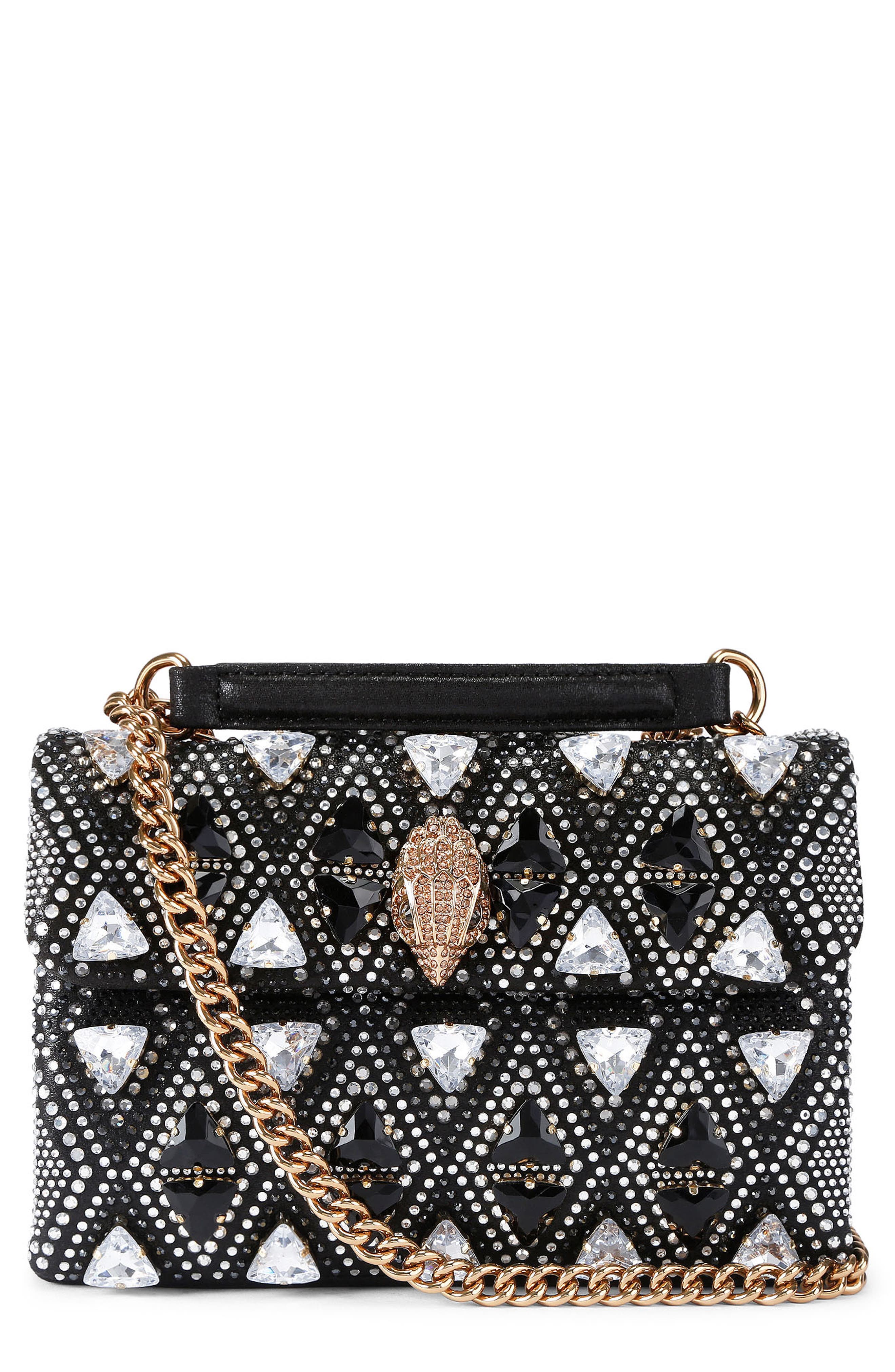 Kurt Geiger London Medium Kensington Crystal Embellished Shoulder Bag, Main, color, Charcoal