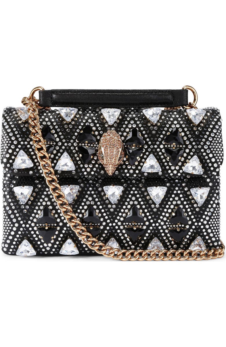 Kurt Geiger London Medium Kensington Crystal Embellished Shoulder Bag, Main, color, Charcoal