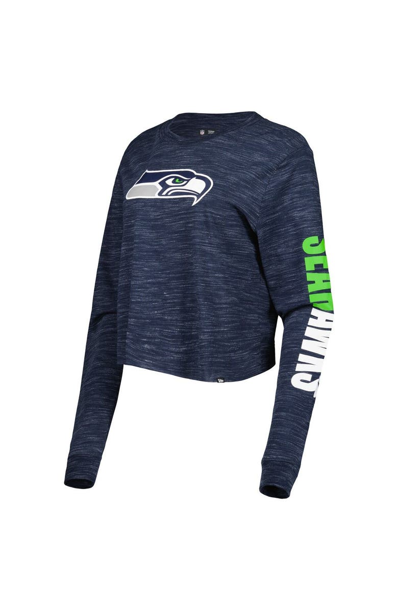 New Era Women's New Era College Navy Seattle Seahawks Crop Long Sleeve T-Shirt, Alternate, color, Navy