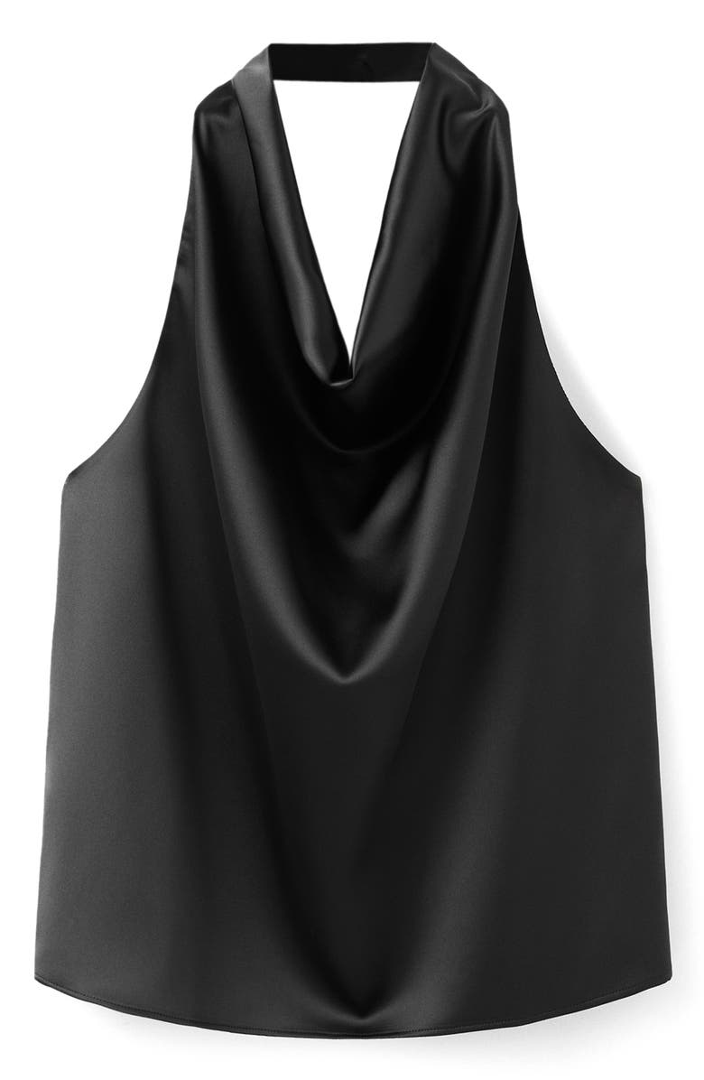 MANGO Drape Halter Neck Satin Top, Alternate, color,