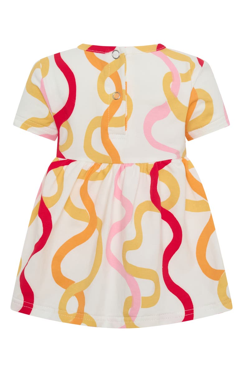 TINY TRIBE Wiggle Print Cotton Skirted Bodysuit, Alternate, color, Cream Multi