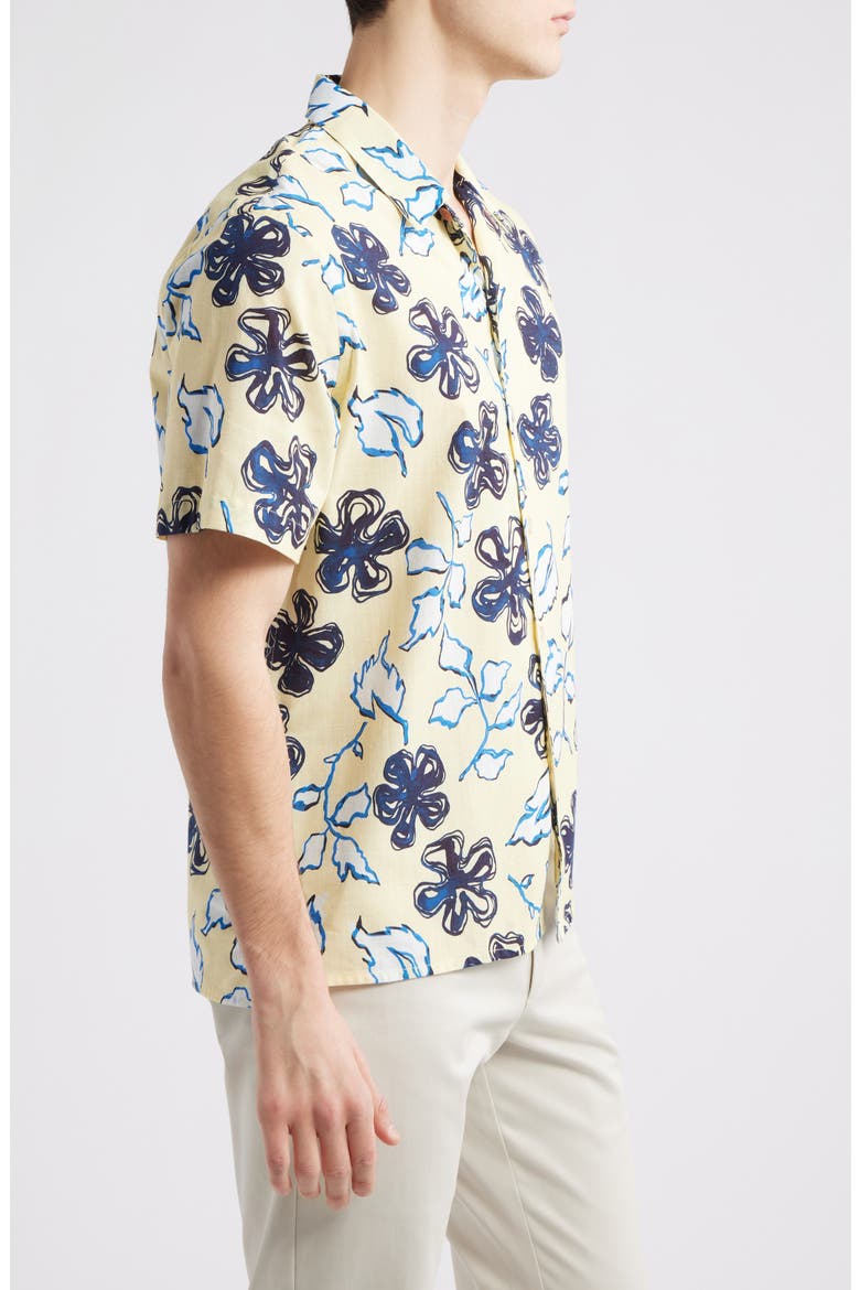 Casual Fit Floral Button-Up Shirt, Alternate, color, YELLOW