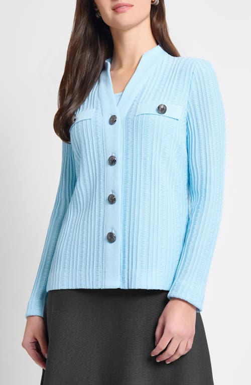 Ming Wang Heritage Fit Rib Knit Jacket In Blue