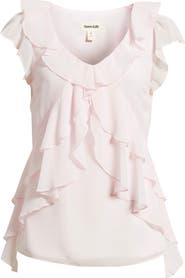Open Edit Chiffon Ruffle Top