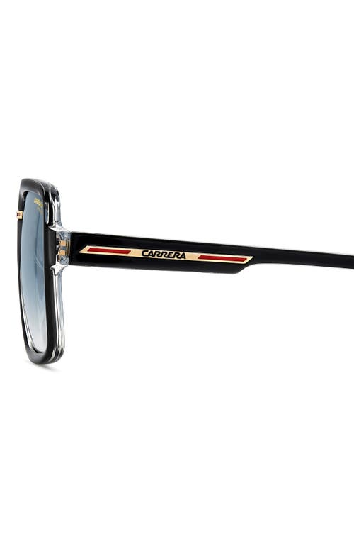 Carrera Eyewear Victory 59mm Gradient Rectangular Flat Top Sunglasses In Black Crystal/dark Blue