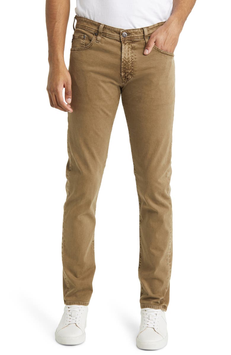 AG Tellis Sueded Stretch Sateen Slim Leg Pants, Main, color, Sulfur Shady Moss