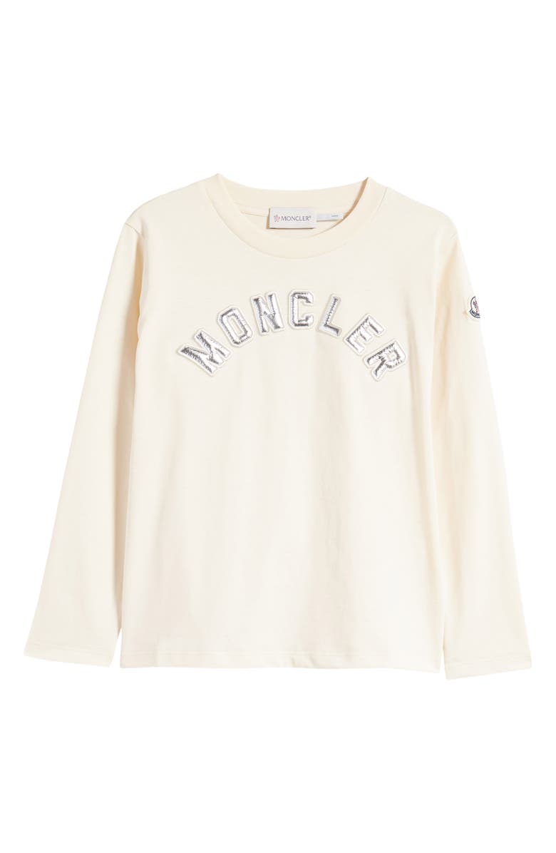 Moncler Kids' Metallic Logo Long Sleeve Jersey T-Shirt, Main, color, 