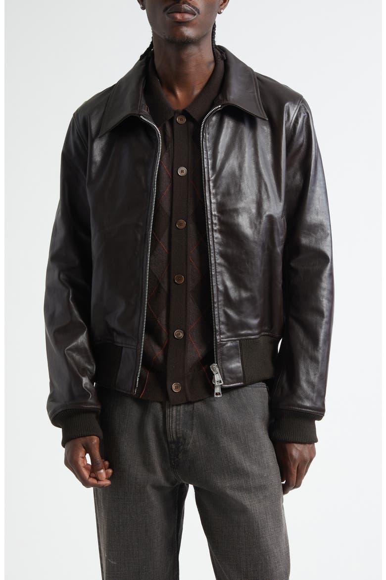 Pharos Leather Bomber Jacket with Removable Genuine Shearling