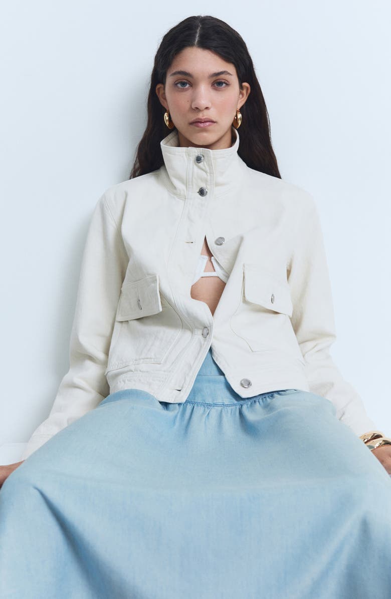 MANGO Gathered Denim Midi Skirt, Alternate, color, Medium Blue