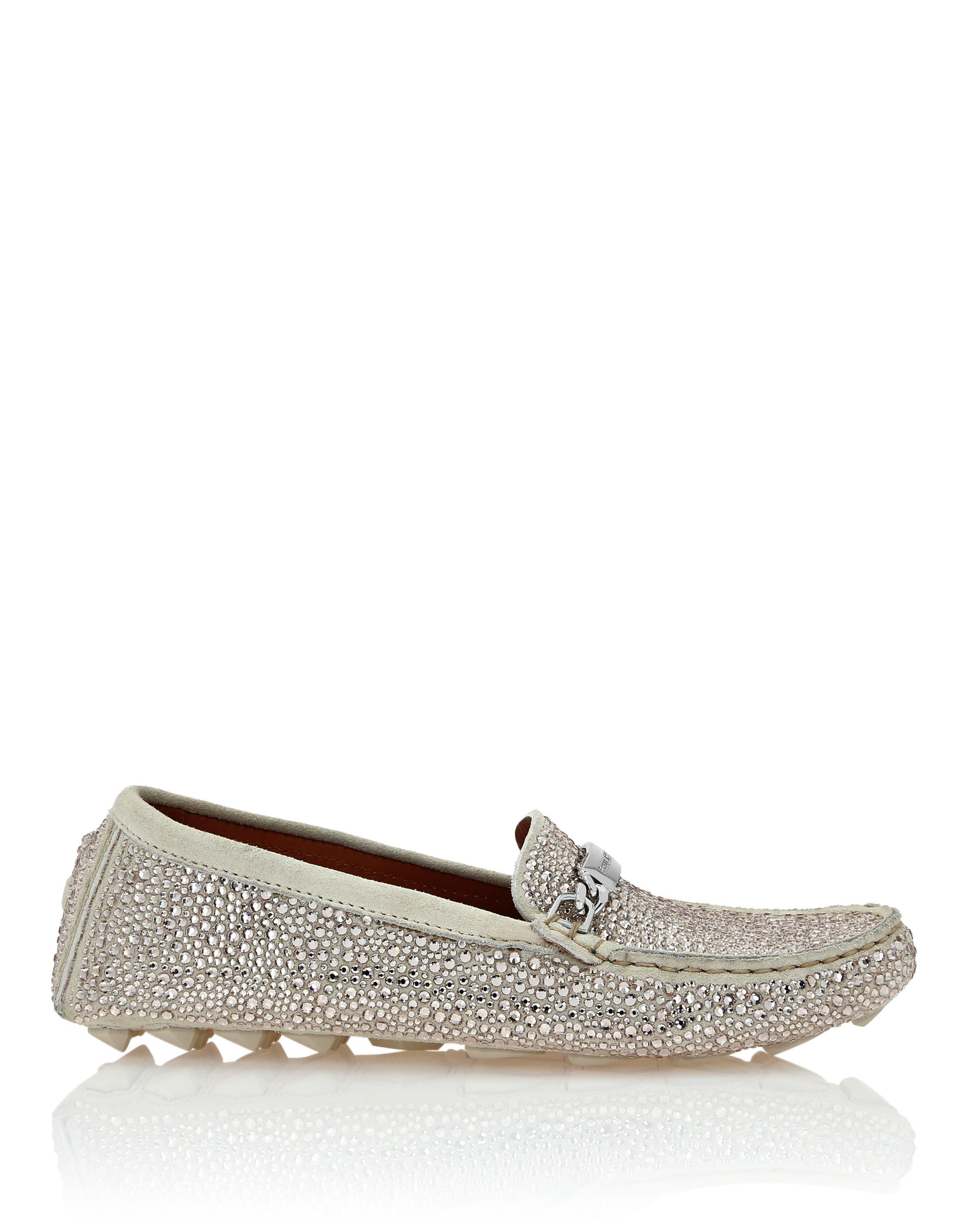 Suede Strass Moccasin Women, Alternate, color, beige