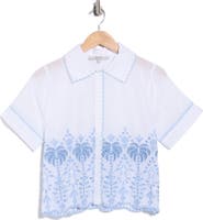Joie Palm Embroidered Short Sleeve Button Front Shirt