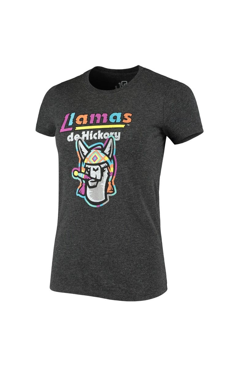 108 STITCHES Women's Black Llamas de Hickory Copa de la Diversion Script Tri-Blend Scoop Neck T-Shirt, Alternate, color,