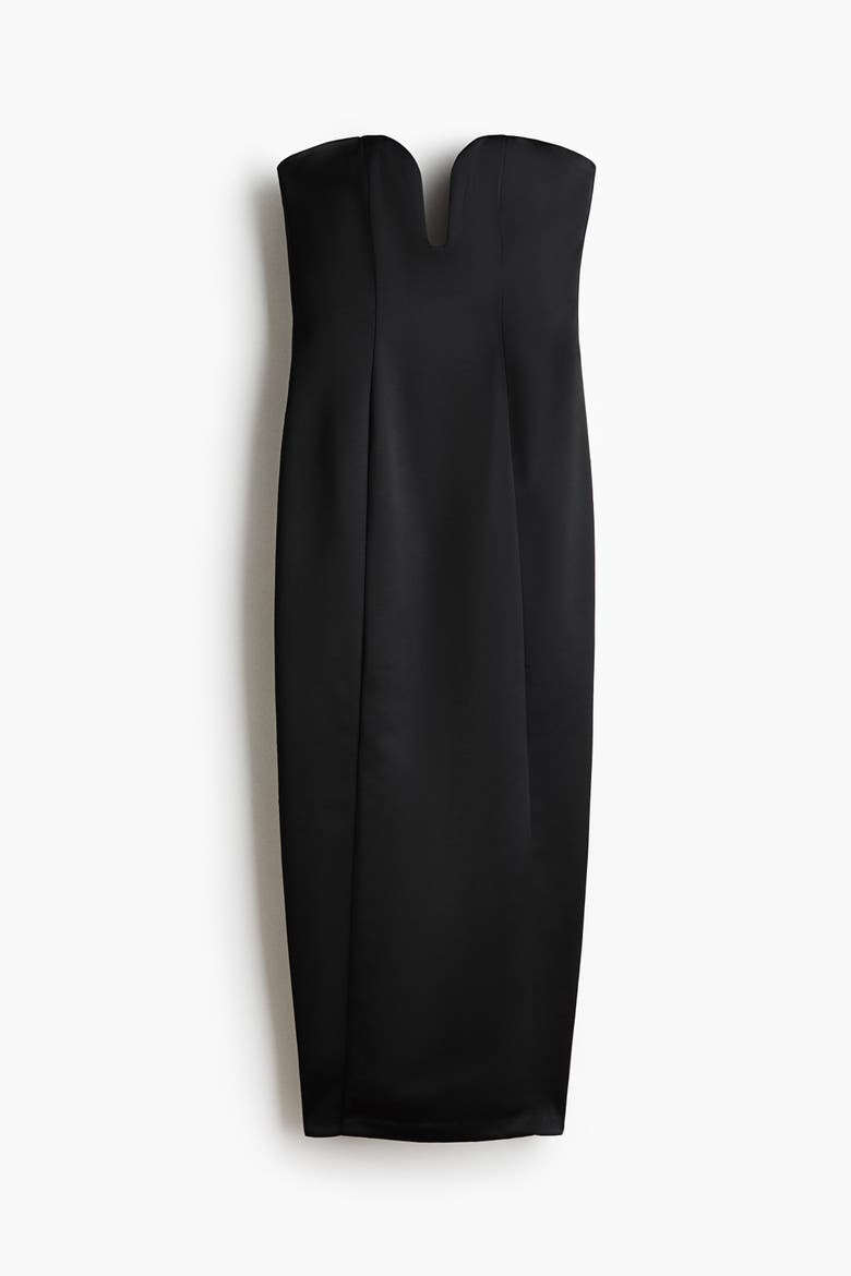 Fitted Bandeau Dress, Alternate, color, Black