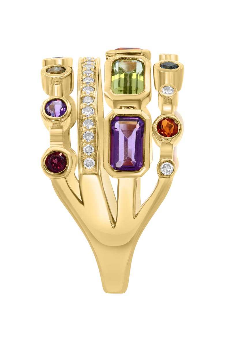 14K Yellow Gold Diamond & Multi Gemstone Stacked Architectural Ring, Alternate, color, 14K Gold