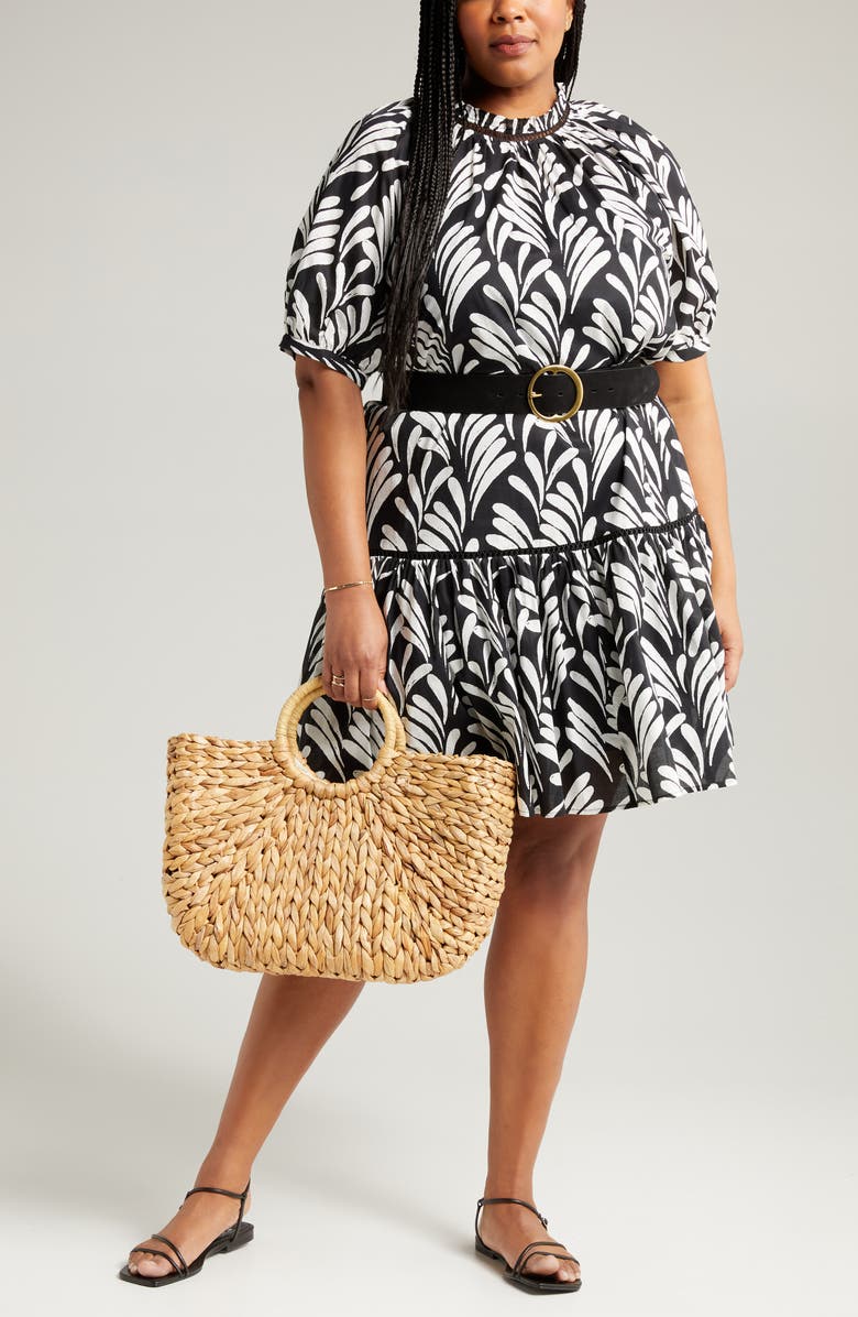 Caslon<sup>®</sup> Print Puff Sleeve Dress, Main, color, 