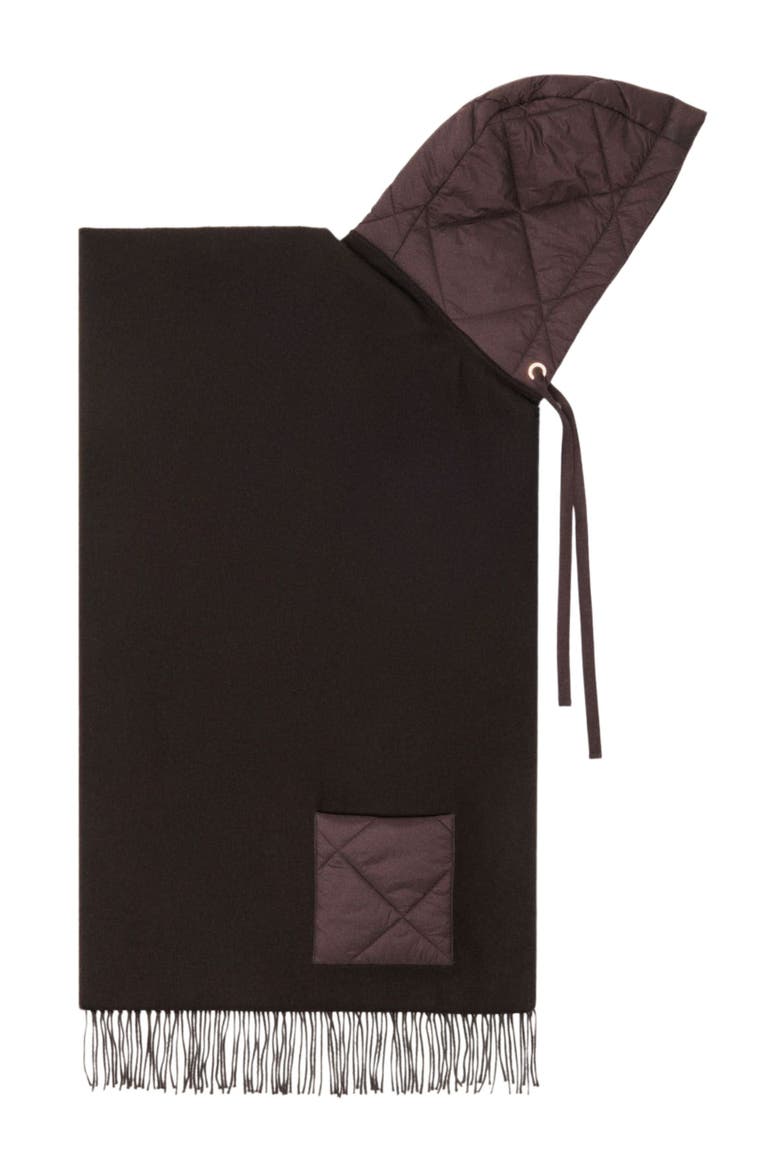 Hooded wool scarf, Main, color, Brown