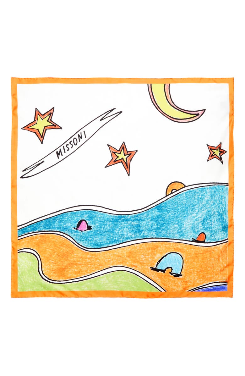 Missoni Doodle Print Silk Square Scarf, Alternate, color, White Multi