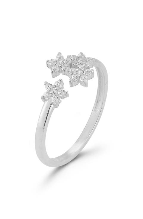 Sterling Silver Flower Cuff Ring