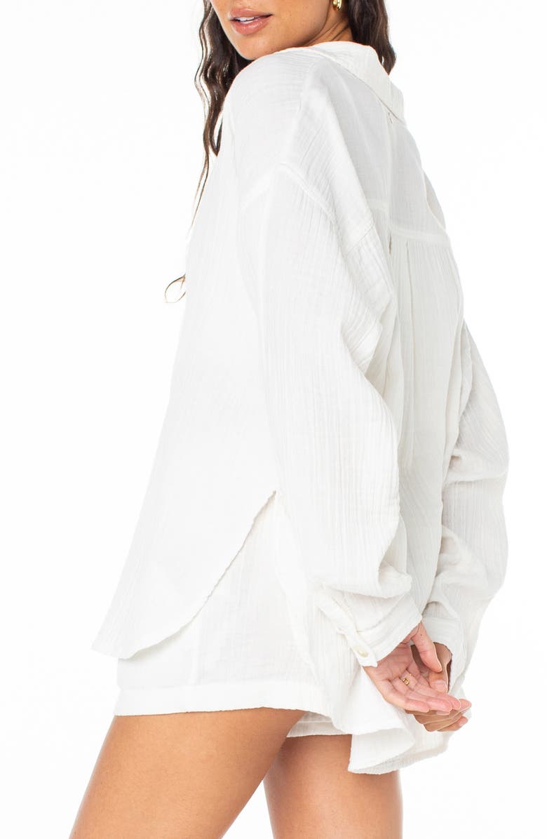 Roxy Morning Time Cotton Gauze Button-Up Shirt, Alternate, color, 