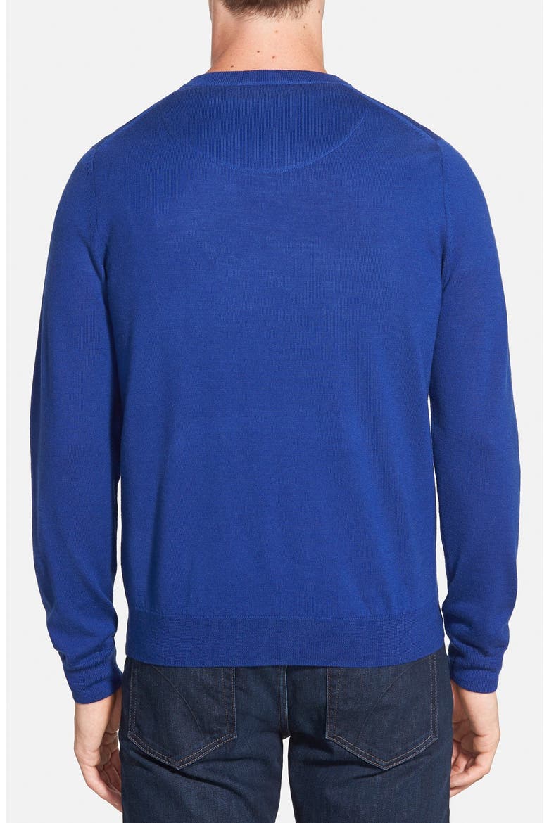 Merino Wool V-Neck Sweater, Alternate, color, BLUE CLASSICS
