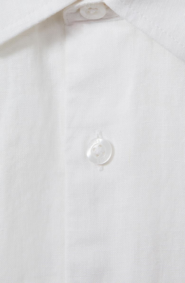 Reiss Kids' Holiday Sr. Short Sleeve Linen Button-Up Shirt, Alternate, color, White