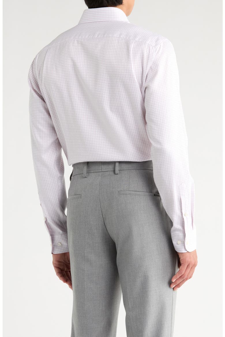 Trim Fit Check Non-Iron Cotton Dress Shirt, Alternate, color, PINK HIGHLIGHT GRID