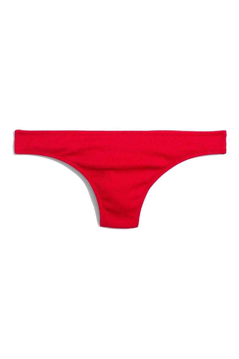 Second Wave Rib Classic Bikini Bottoms, Alternate, color, AMERICANA RED