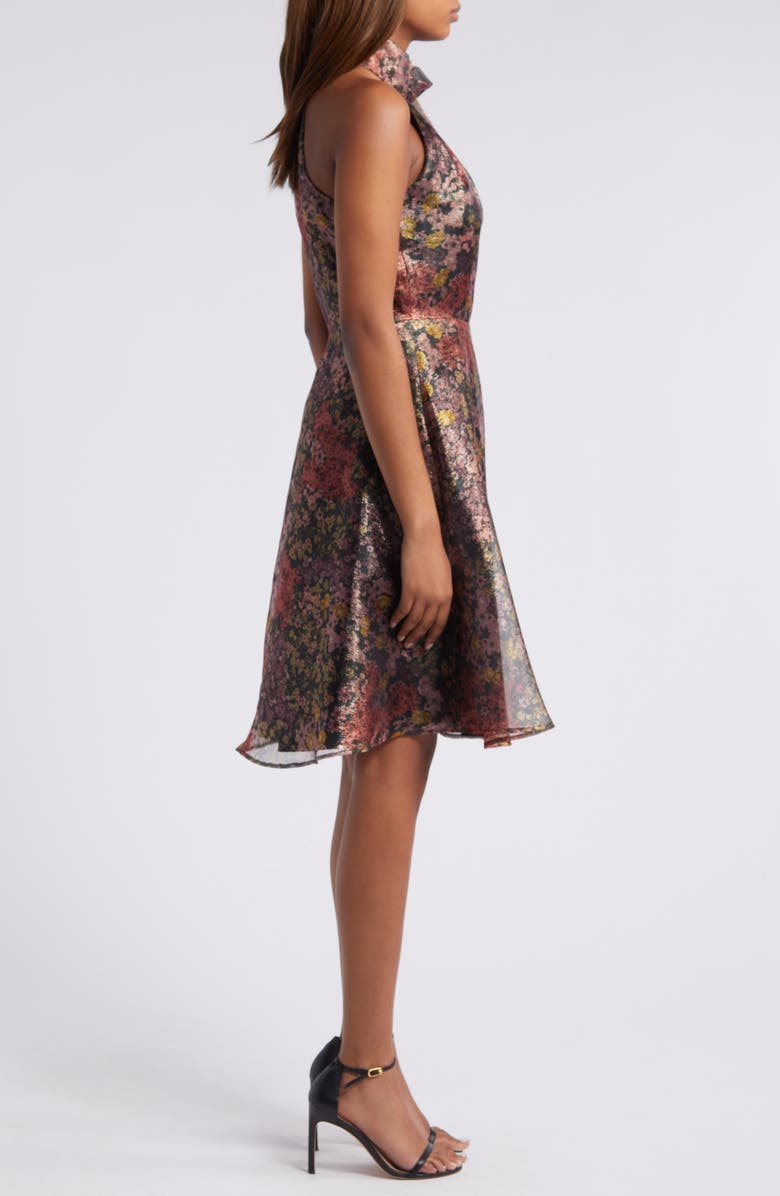 Black Halo Audrey Metallic Floral Cocktail Dress, Alternate, color,