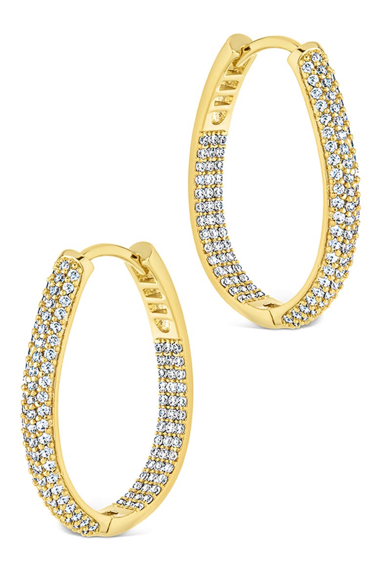 Mallory Pavè Cubic Zirconia Hoop Earrings, Main, color, GOLD